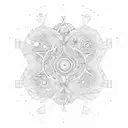 "Dimethyltryptamine molecule made with vine and with a space theme, planets, stars." tattoo design idea