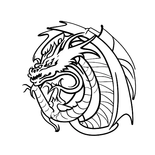 Dragon with the face of a devil tattoo design idea
