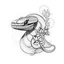 snake with wild flowers around it, wrapping the arm tattoo design idea