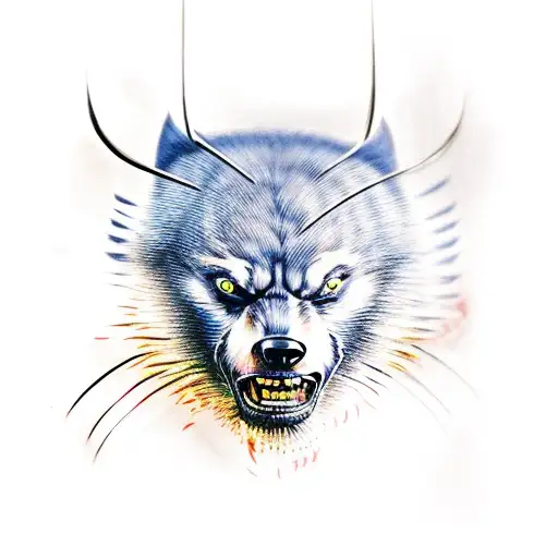 wolverine animal shooting Ak-47 tattoo design idea