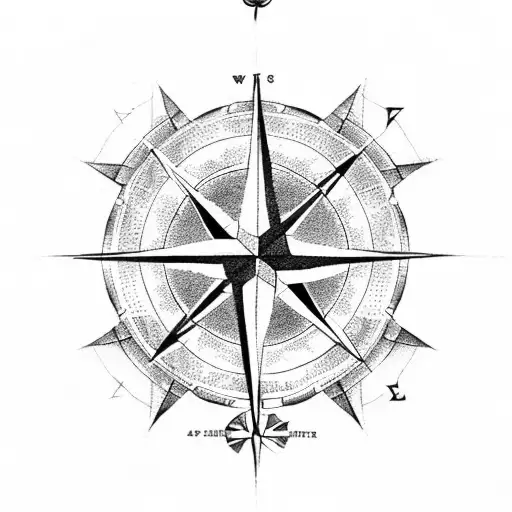 Compass rose with an anchor as the center point tattoo design idea