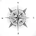 Compass rose with an anchor as the center point tattoo design idea