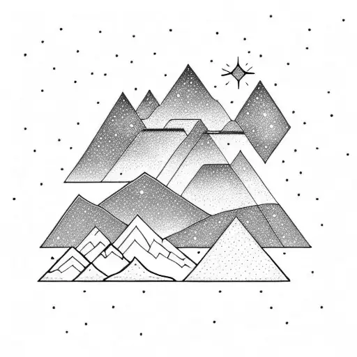 orion constellation with mountains  tattoo design idea