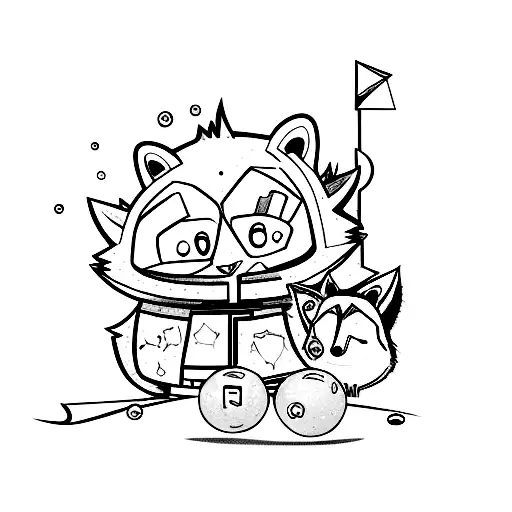 raccoon and bluejay with gumball machine tattoo design idea