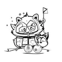 raccoon and bluejay with gumball machine tattoo design idea