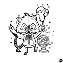 raccoon and bluejay with gumball machine tattoo design idea