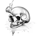 Skull-shaped mushroom growing from a welding torch tattoo design idea