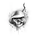Skull-shaped mushroom growing from a welding torch tattoo design idea