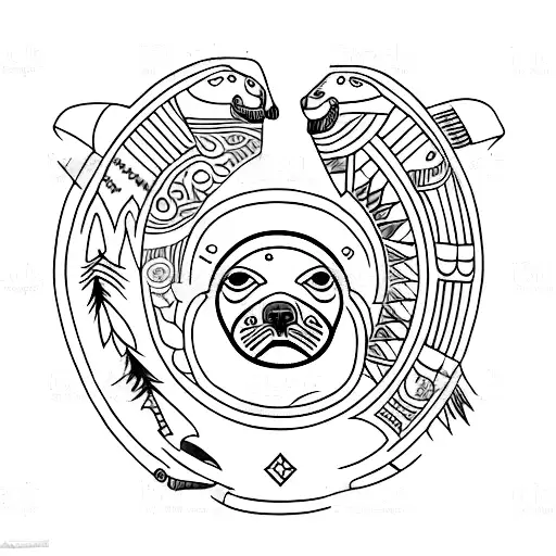 Alaskan native seal hunting tattoo design idea
