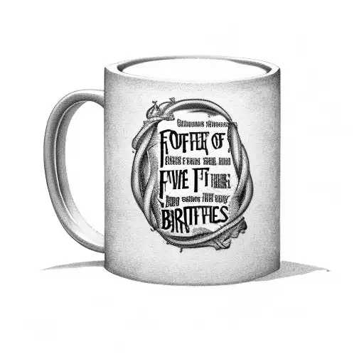 A coffee mug with the lyrics of a favorite Avett Brothers song intertwined tattoo design idea