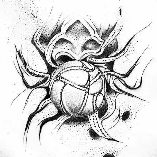 volleyball and demon tattoo design idea