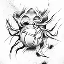 volleyball and demon tattoo design idea