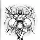 volleyball and demon tattoo design idea