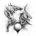 volleyball and demon tattoo design idea