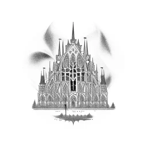 gothic cathedral  tattoo design idea
