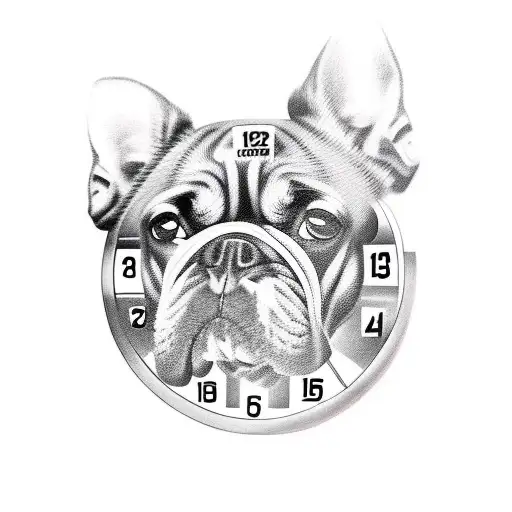 clock with dog paws as numbers and dog nose as hands  tattoo design idea