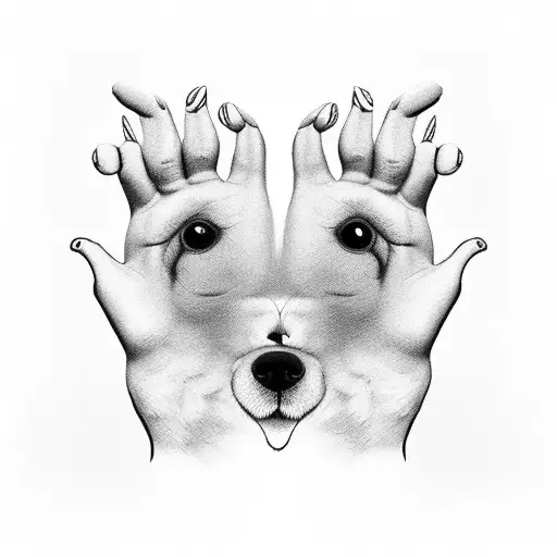 clock with dog paws as numbers and dog nose as hands  tattoo design idea