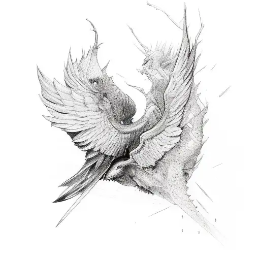 fallen angle falling with wings tattoo design idea