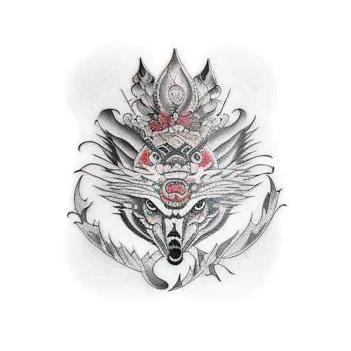 pavo real lobo  tattoo design idea