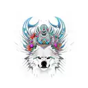 lobo pavo real tattoo design idea