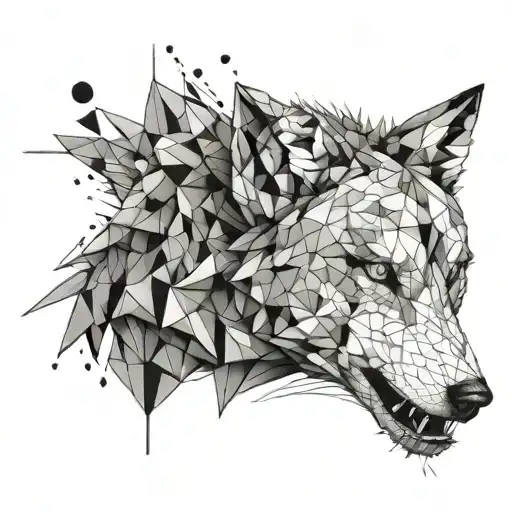 Create a tattoo of a wolf made entirely of 3d cubes and polygons tattoo design idea