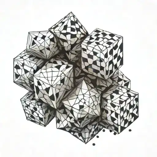 Create a made entirely of 3d cubes and polygons tattoo design idea