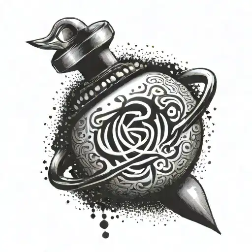 Create a tattoo of arabic calligraphy shaped like a bomb tattoo design idea