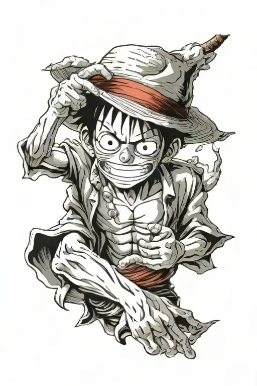 3 wise monkey d luffy tattoo design idea