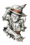 3 wise monkey d luffy tattoo design idea