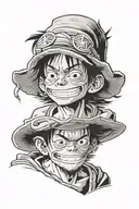 3 wise monkey d luffy tattoo design idea
