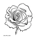 date 1977 with a rose in the back  tattoo design idea