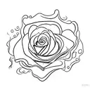 date 1977 with a rose in the back  tattoo design idea