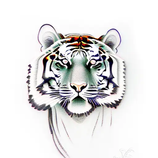 waterfall and Tiger  tattoo design idea