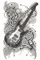 An abstract design combining elements of gaming and music, with a subtle nod to Tennessee tattoo design idea