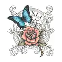 Roman numeral numbers vertical on back incorporate flower tattoo design idea