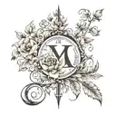 Roman numeral numbers vertical on back incorporate flower tattoo design idea