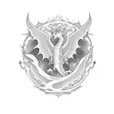 Phoenix with dragon in flames tattoo design idea