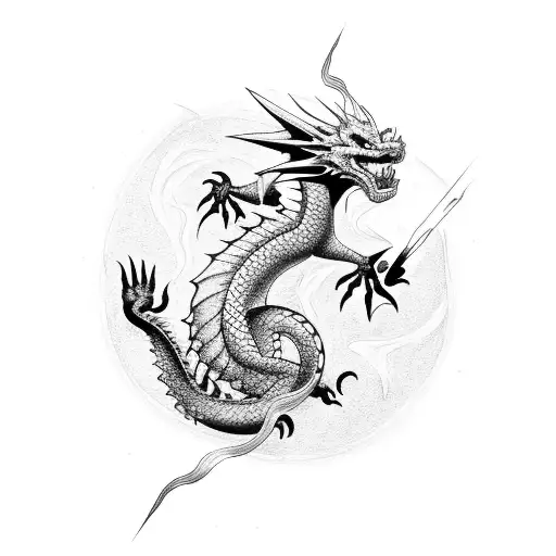 Dragon with electricity tattoo design idea