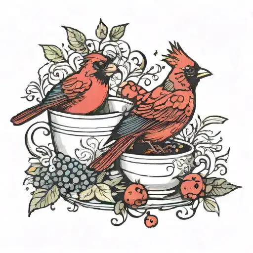 red birds in the kitchen  tattoo design idea