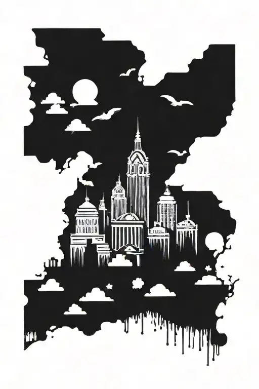 Philadelphia skyline black tattoo design idea