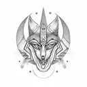 hand armband stripes with anubis tattoo design idea