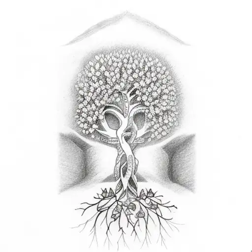 Irish tree of life and flowers tattoo tattoo design idea