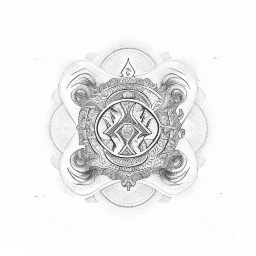 Mysterious blackwork design featuring a psychedelic spiral tattoo design idea