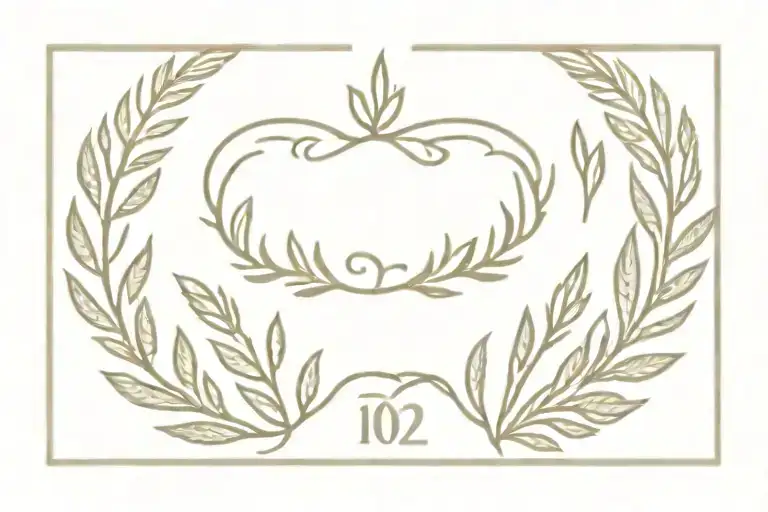 1902 between two Laurel wreath crown tattoo design idea