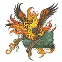 dumpster fire phoenix rising  tattoo design idea