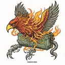 dumpster fire phoenix rising  tattoo design idea