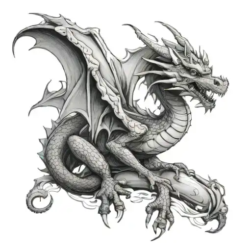 planet earth dragon made tattoo design idea