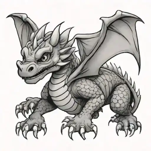 cute simple dragon tattoo design idea