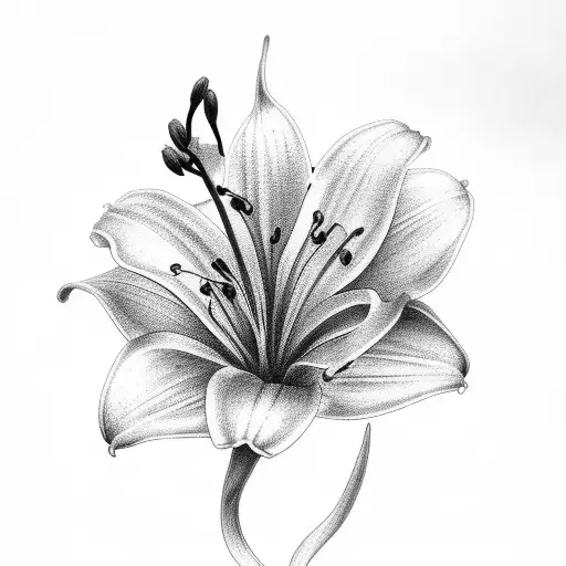 Lily, stem, sketch, shaded, mother tattoo design idea