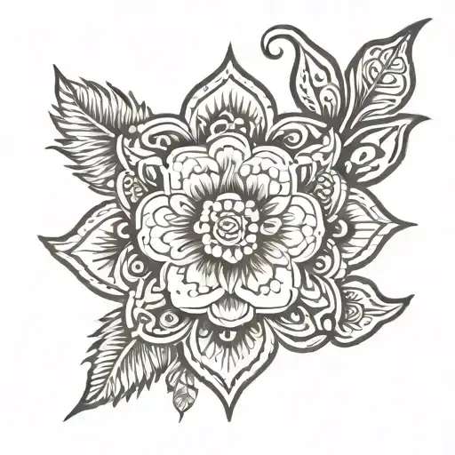 Xochitl Flower Tattoo in a circular design  tattoo design idea